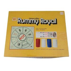 Whitman Rummy Royal  Deluxe Edition 1975 Large Mat With Chips And Cards Vtg.
